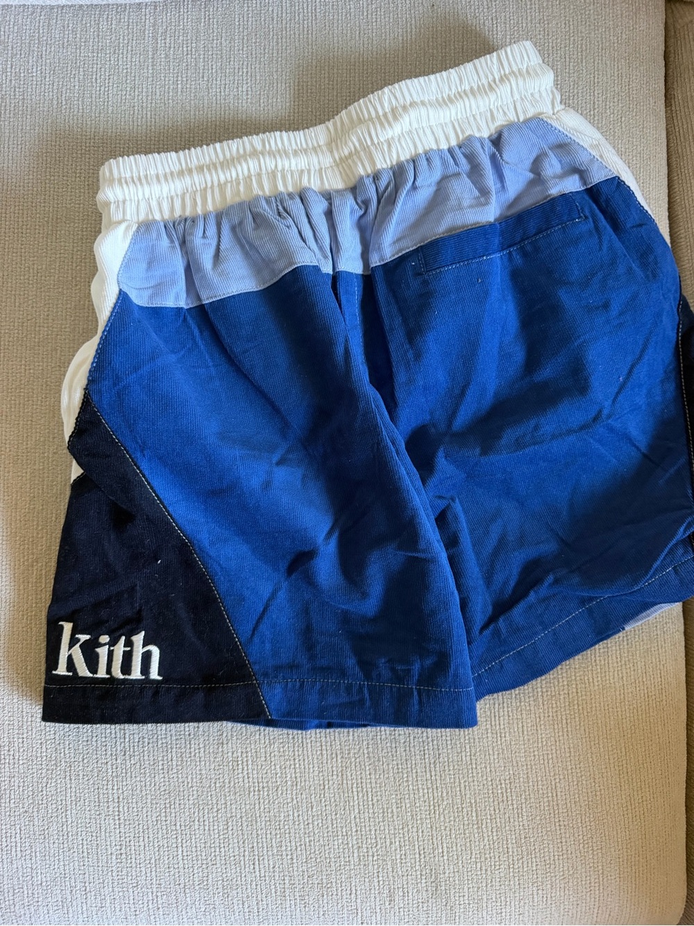 Kith Kids Blue and White Colorblock Cotton Shorts